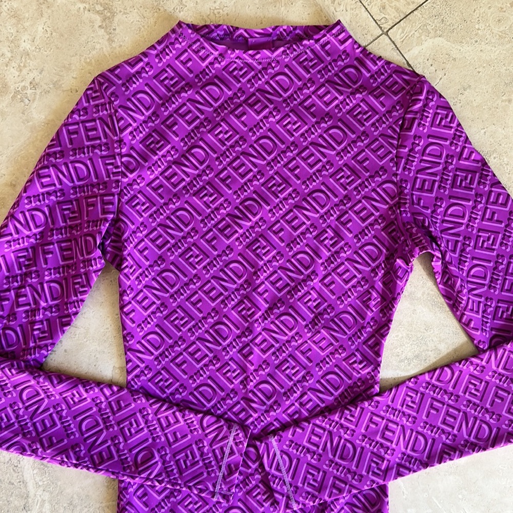 Skims x Fendi Mockneck Long Sleeve Bodysuit- Fuchsia